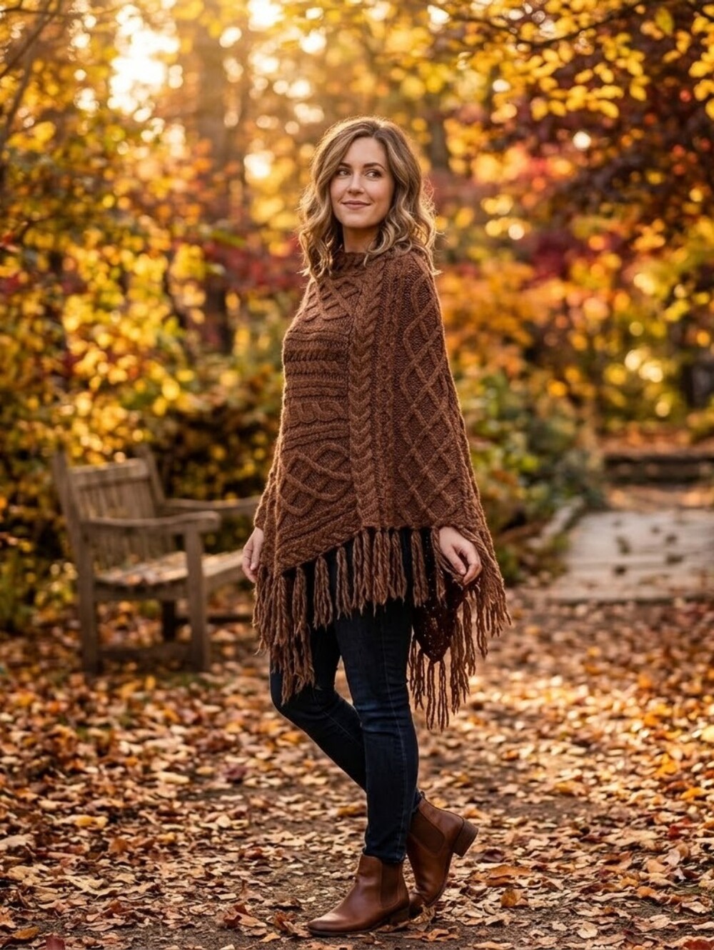 🤎 Aerie Brown Cable Knit Sweater Poncho